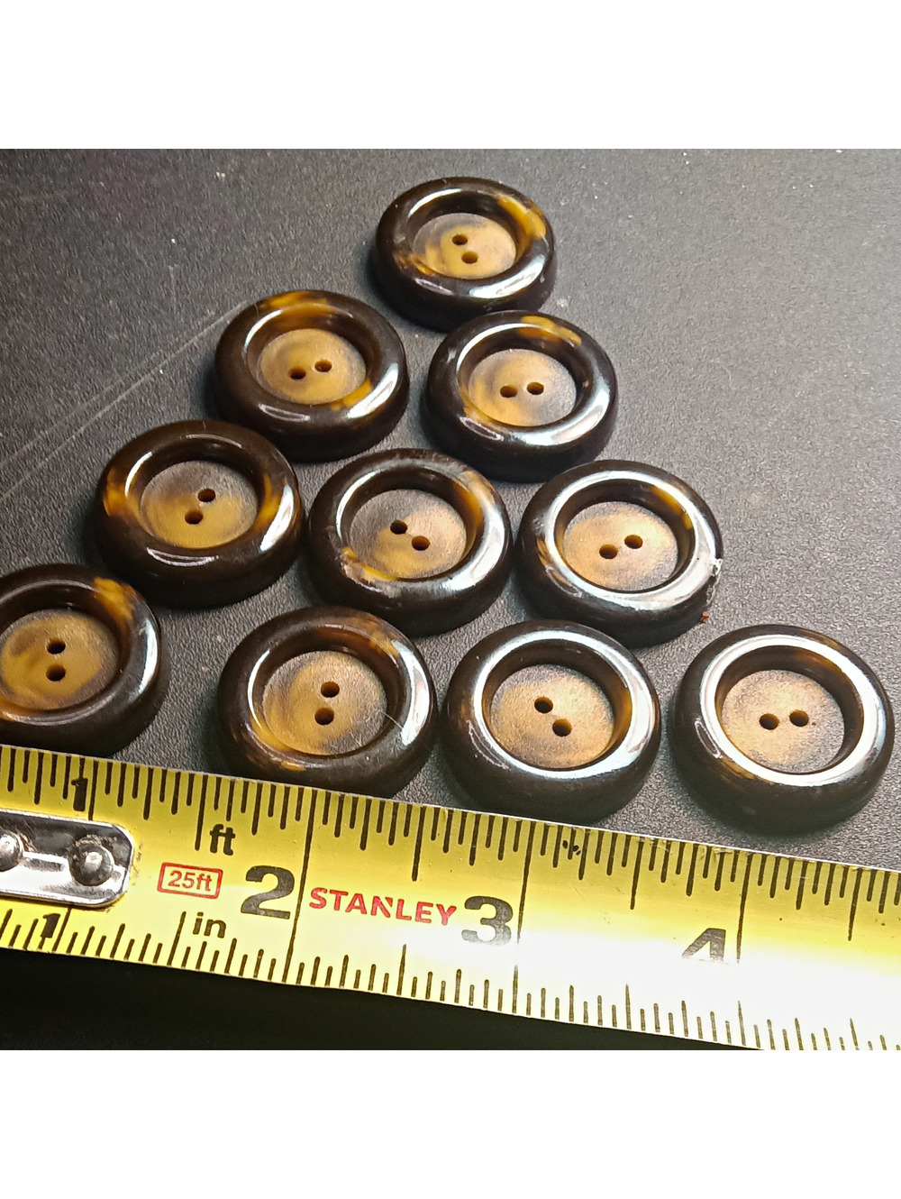 Brown Tan Swirl Plastic 2-Hole Flat Round Buttons Sewing Pack Jackets Coats VTG